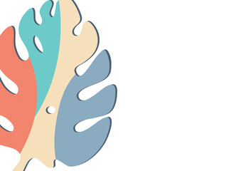 Fototapeta premium Monstera leaves in modern paper cut style. Multi-colored parts. Can be used for advertising and promotion. Vector