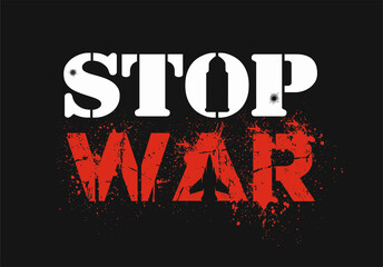 Stop war sign red and white on a black background