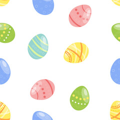 Easter pattern with eggs. Vector cartoon illustration