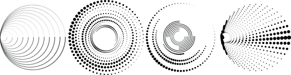 Halftone dots in circle form. round logo . vector dotted frame . design element