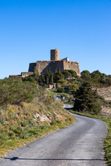 Fototapeta na wymiar Vue sur le Fort Saint-Elme et la Côte Vermeille depuis les terres (Occitanie, France)