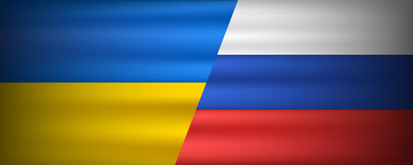 Ukraine vs Russia national flag. Conflict between Ukraine and Russia. Vector illustration.