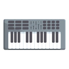 Piano synthesizer icon cartoon vector. Dj music. Electric sampler