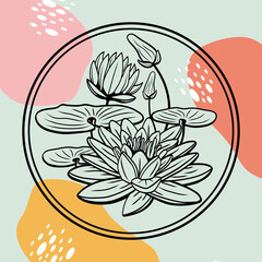 Lotus Flower Outline Drawing Vector