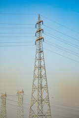 Transmission tower with blue sky in Mumbai Maharashtra India