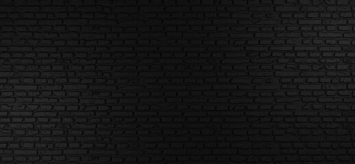 Black brick wall background, close up, copy space. 3d rendering