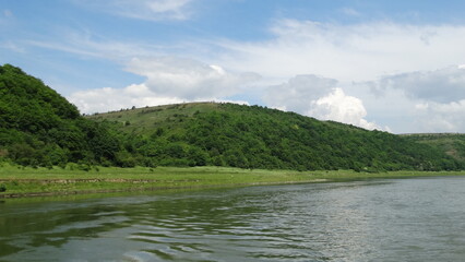 Dniester River, flowing through Ukraine, in the Podolia Upland, Region, border, with Moldova, water, nature, current,