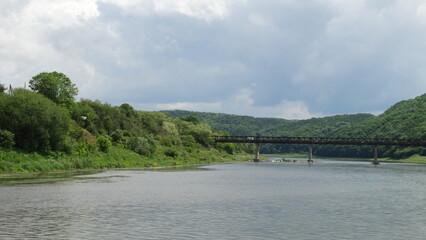 Fototapeta premium Dniester River, flowing through Ukraine, in the Podolia Upland, Region, border, with Moldova, water, nature, current, 