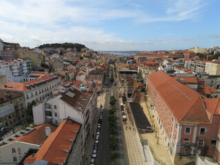 Aerial view of avenue Almirante Reis in Lisbon, Portugal