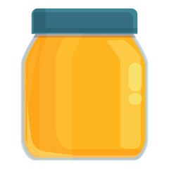 Gold honey jar icon cartoon vector. Bee nectar. Comb flower