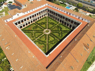 Aerial view of Convento Santos o Novo in Lisbon, Portugal