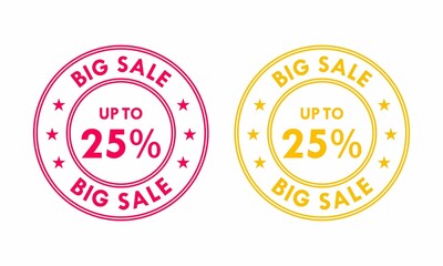 Big sale up to 25% off all sale styles in stores and online, Special offer sale 25 percent  number tag voucher vector illustration. 
