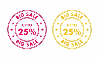 Big sale up to 25% off all sale styles in stores and online, Special offer sale 25 percent  number tag voucher vector illustration. 