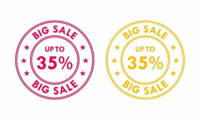 Big sale up to 35% off all sale styles in stores and online, Special offer sale 35 percent  number tag voucher vector illustration. 