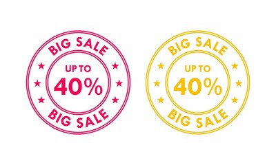 Big sale up to 40% off all sale styles in stores and online, Special offer sale 40 percent  number tag voucher vector illustration. 