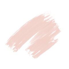 Smear brush paint in pastel color. Pastel spot of pale pink color. Hand with brush.