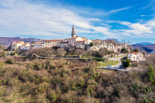 Beautiful aerial view of old town Buzet, Istria, Croatia