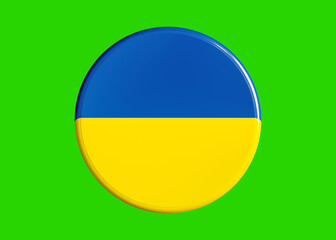Ukraine badge for election, political, social campaigns or country specific activities. Badge on green background to cut out. 3D Illustration