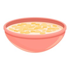 Oatmeal icon cartoon vector. Milk bowl. Meal box