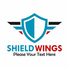 Shield wings logo template illustration