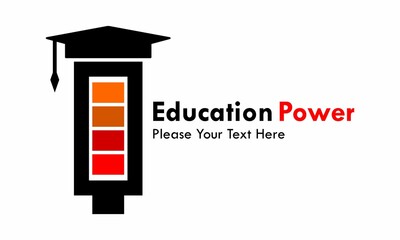 Hat graduation with battrey logo template illustration