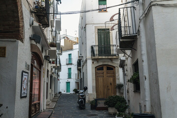 Beautiful little side streets in the small town of Cadaques in Spain