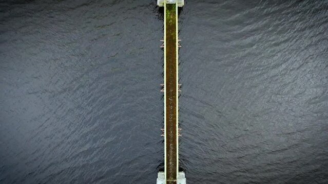 An overhead view of Bohernabreena Reservoir in the Dublin mountains.