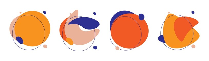 Abstract background set. Modern contemporary graphic design with minimalistic doodle shapes, vector social media post covers. Vector