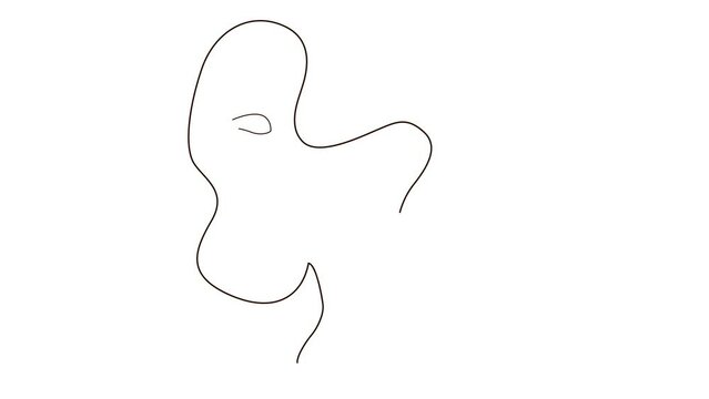 Single line portrait of a girl. Animation on a transparent background.