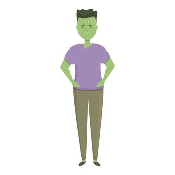 Green zombie icon cartoon vector. Halloween costume. Cute kid
