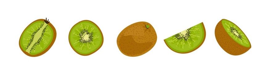 Kiwi fruit slices isolated on a white background. Healthy ingridient for smoothie
