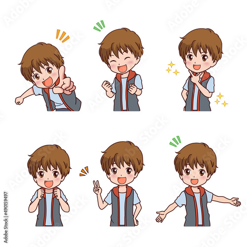 さまざまなポーズの男の子のイラスト Animation Poster Animati Amirian