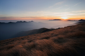 sunset over the mountains