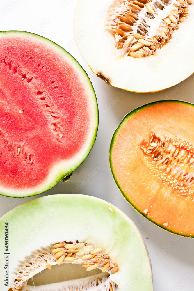 Aufkleber top view of different types of melon