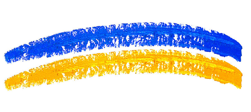 Paint strokes isolated on a white background. Ukraine flag.