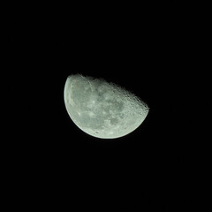 Scenic view of a half-moon illuminating the dark sky