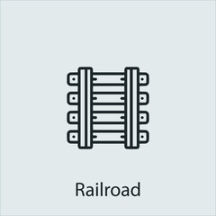 railroad icon vector icon.Editable stroke.linear style sign for use web design and mobile apps,logo.Symbol illustration.Pixel vector graphics - Vector