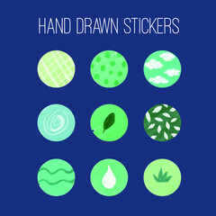 Hand drawn boho simple trees elements cute natural pattern stickers