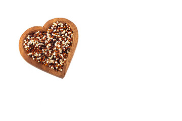 Chenopodium quinoa - Quinoa mix in the heart shaped bowl