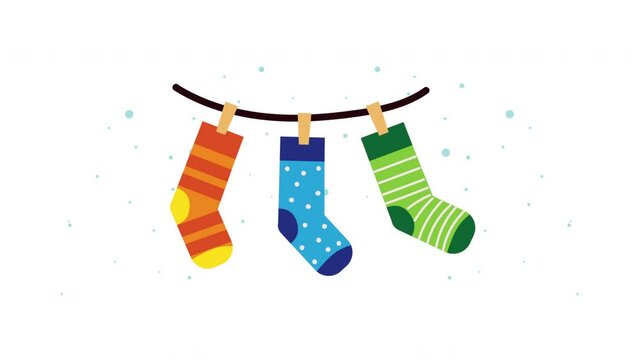 world down day animation with socks hanging