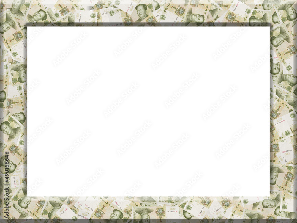 Poster closeup of an empty money frame with copy space in the middle