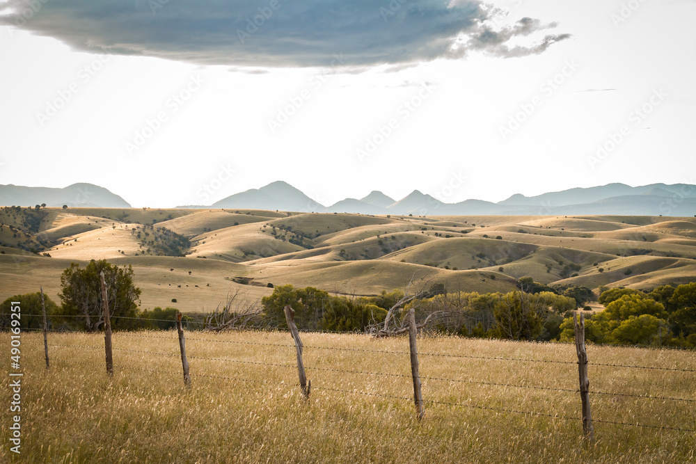 Poster hilly autumn landscape in the semi desert of chihuahua mexico