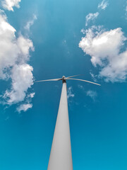 wind turbine against blue sky