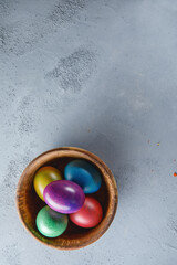 easter eggs colored on a gray background