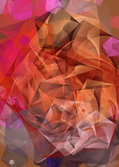 Artwork of abstract composition made with geometrical shapes