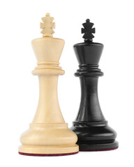 Different kings on white background. Chess pieces