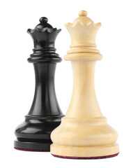 Different queens on white background. Chess pieces