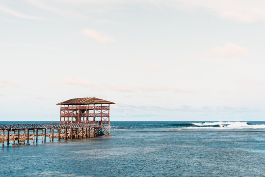 Beautiful view of a pier in a sea in Cebu, Bantayan