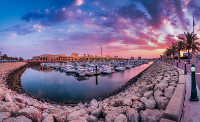 Mesmerizing shot of the colorful skies over the Kuwait city