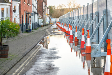 Bewdley , river Severn,flood barriers erected to protect local population,Bewdley...